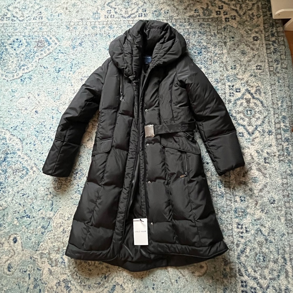 NWT Cole Haan belted puffer